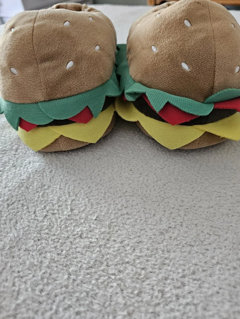 Carter's Nathan Hamburger Plush Slippers Toddler Boy Girl Size L 9-10 Novelty